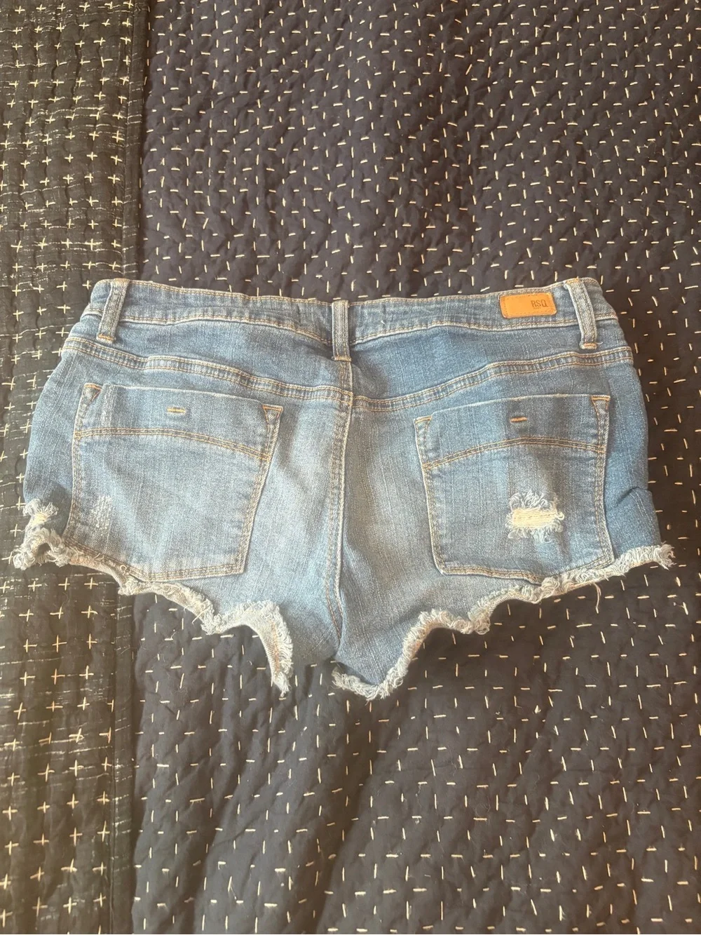 Distressed Blue Denim Short Shorts